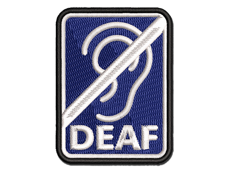Deaf Hearing Loss Ear Multi-Color Embroidered Iron-On or Hook & Loop Patch Applique