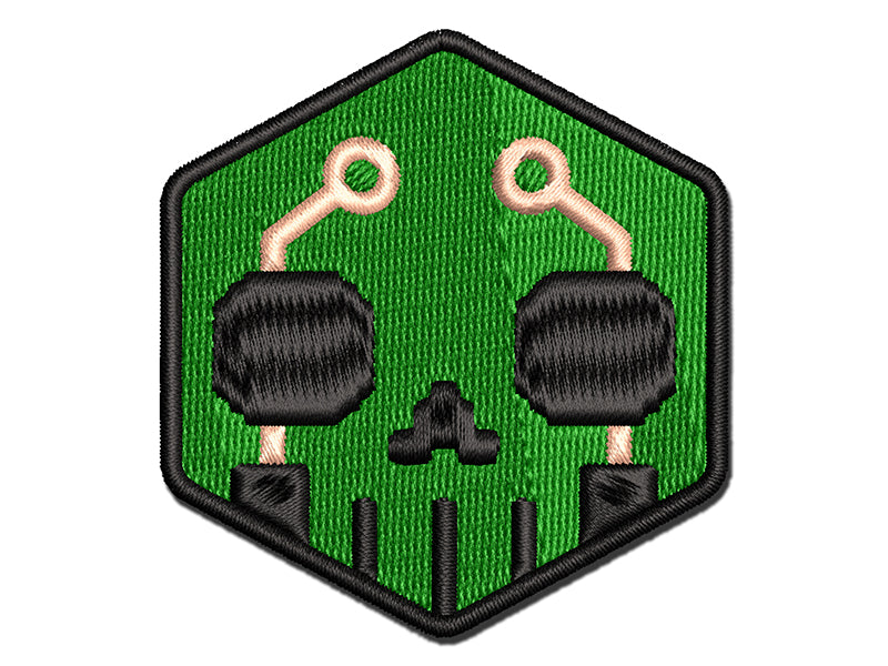 Digital Hacker Skull Computer Gamer Multi-Color Embroidered Iron-On or Hook & Loop Patch Applique