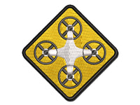 Drone on Yellow Diamond Multi-Color Embroidered Iron-On or Hook & Loop Patch Applique