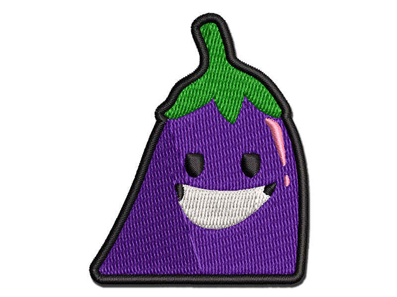 Flirty Pocket Eggplant Aubergine Funny Multi-Color Embroidered Iron-On or Hook & Loop Patch Applique