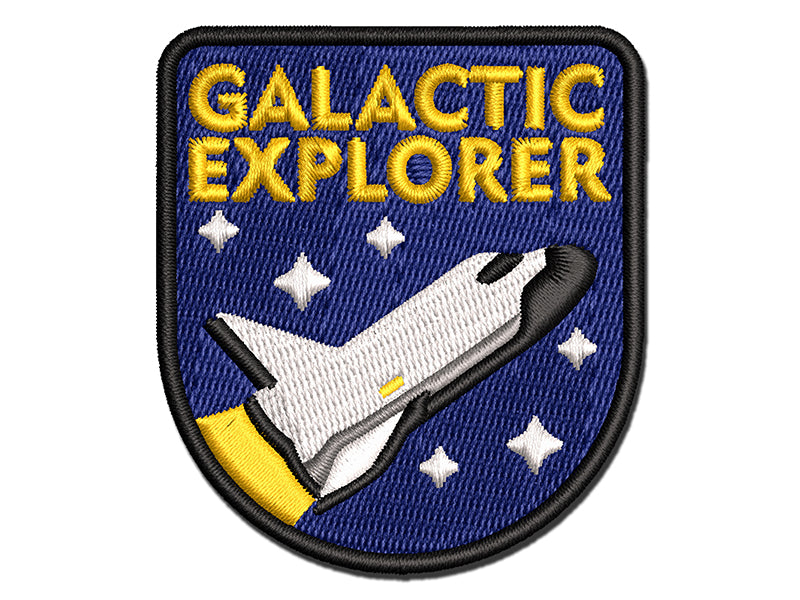 Galactic Explorer Space Ship Shuttle Stars Multi-Color Embroidered Iron-On or Hook & Loop Patch Applique