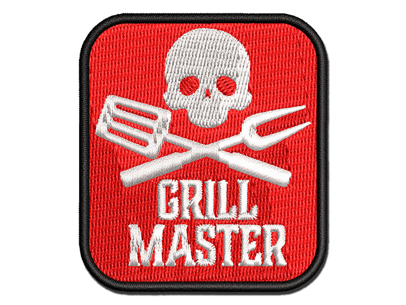 Grill Master BBQ Barbeque Skull Multi-Color Embroidered Iron-On or Hook & Loop Patch Applique