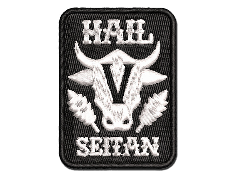 Hail Seitan Vegan Cow Head Multi-Color Embroidered Iron-On or Hook & Loop Patch Applique