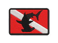 Hammerhead Shark Diving Flag Multi-Color Embroidered Iron-On or Hook & Loop Patch Applique