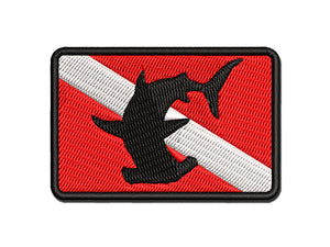 Hammerhead Shark Diving Flag Multi-Color Embroidered Iron-On or Hook & Loop Patch Applique