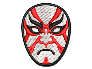 Japanese Kabuki Opera Mask Multi-Color Embroidered Iron-On or Hook & Loop Patch Applique
