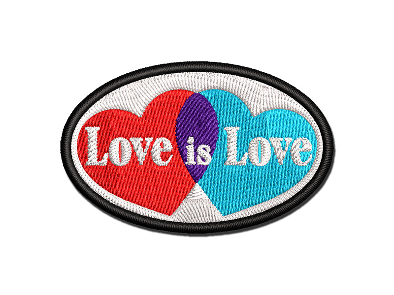 Love is Love Hearts Multi-Color Embroidered Iron-On or Hook & Loop Patch Applique