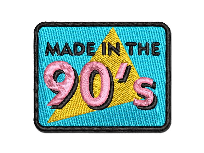 Made in the 90s Retro Vintage 1990 Multi-Color Embroidered Iron-On or Hook & Loop Patch Applique