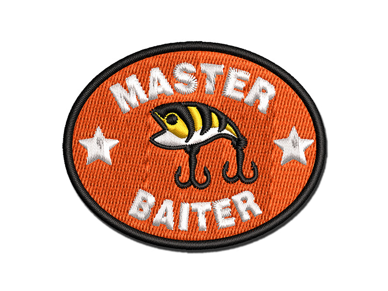 Master Baiter Fishing Hook Bait Angler Multi-Color Embroidered Iron-On or Hook & Loop Patch Applique