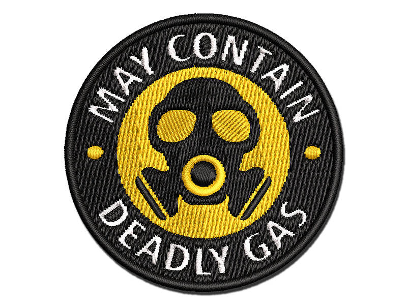 May Contain Deadly Gas Mask Fart Multi-Color Embroidered Iron-On or Hook & Loop Patch Applique