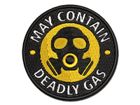 May Contain Deadly Gas Mask Fart Multi-Color Embroidered Iron-On or Hook & Loop Patch Applique