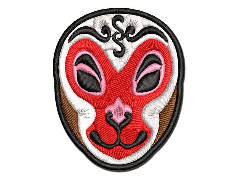 Monkey King Chinese Opera Mask Multi-Color Embroidered Iron-On or Hook & Loop Patch Applique