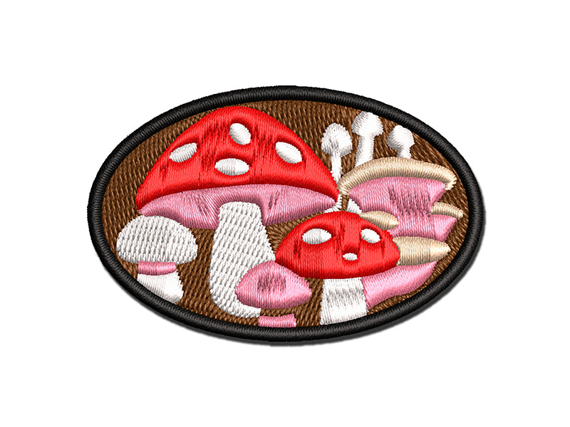 Mushrooms Fungus Fungi Toadstool Multi-Color Embroidered Iron-On or Hook & Loop Patch Applique