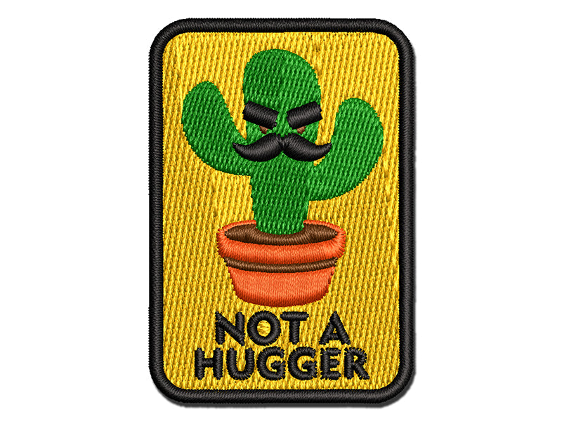 Not A Hugger Cactus Succulent Multi-Color Embroidered Iron-On or Hook & Loop Patch Applique