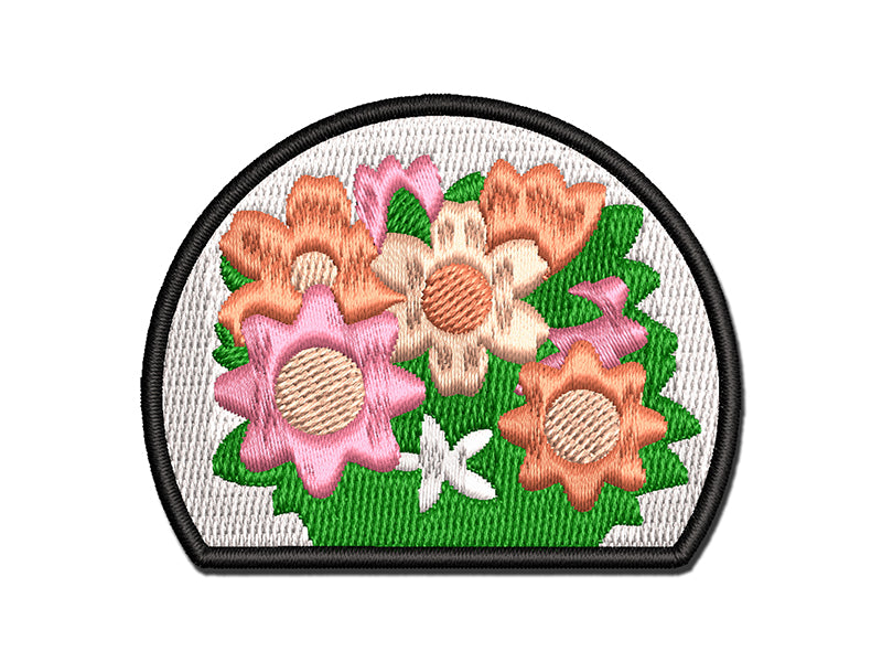 Pocket of Posies Flower Bouquet Multi-Color Embroidered Iron-On or Hook & Loop Patch Applique