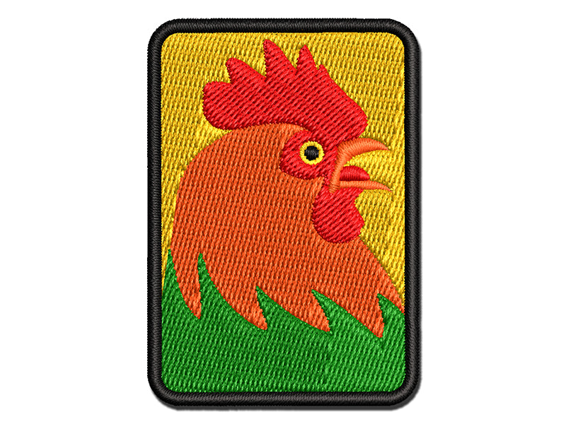 Rooster Chicken Portrait Multi-Color Embroidered Iron-On or Hook & Loop Patch Applique