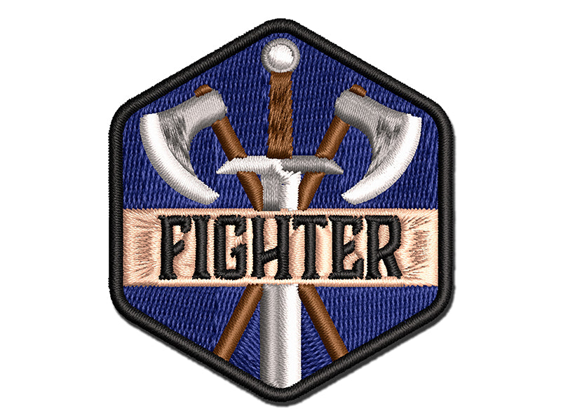 RPG Class Fighter Warrior Games Fantasy Gaming Multi-Color Embroidered Iron-On or Hook & Loop Patch Applique