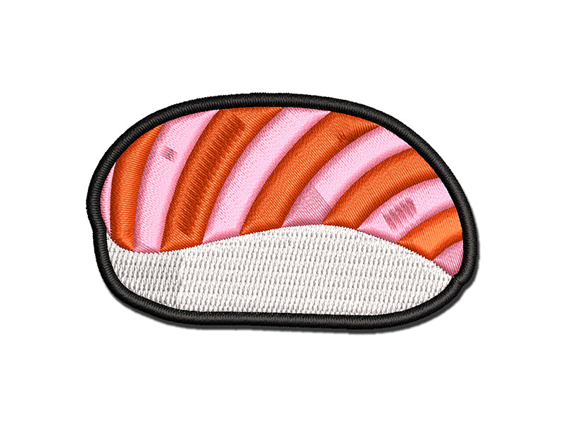 Salmon Sake Nigiri Sushi Sashimi Multi-Color Embroidered Iron-On or Hook & Loop Patch Applique
