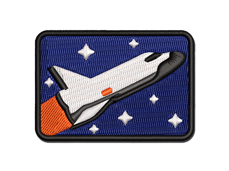 Space Shuttle Ship Flying Among Stars Multi-Color Embroidered Iron-On or Hook & Loop Patch Applique