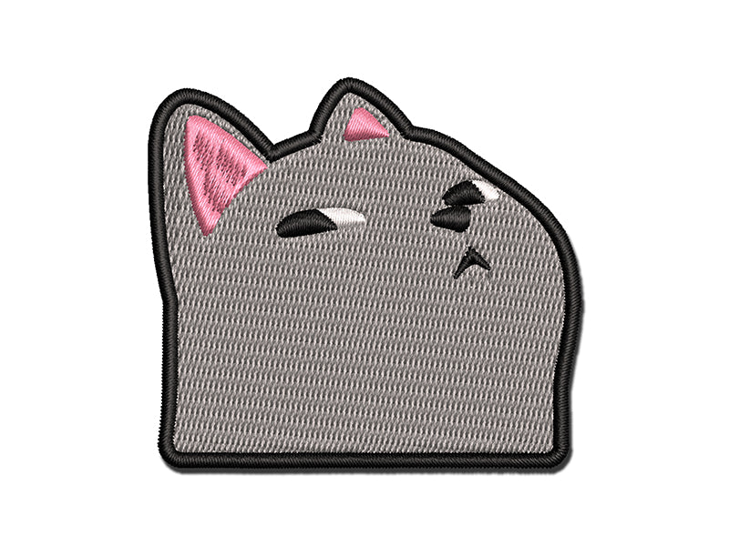 Suspicious Gray Cat Bombastic Side Eye Multi-Color Embroidered Iron-On or Hook & Loop Patch Applique