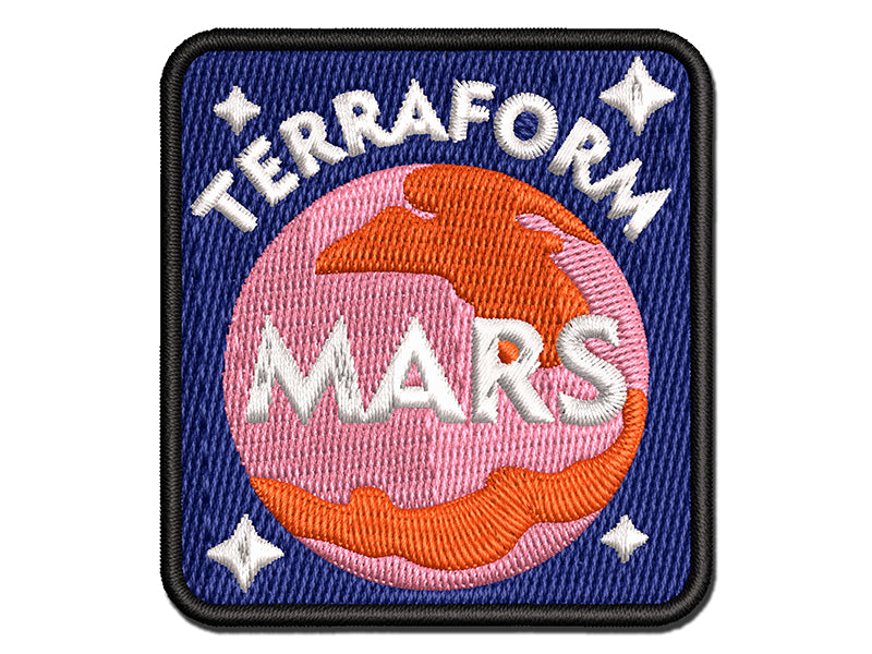 Terraform Mars Planet Space Earth Multi-Color Embroidered Iron-On or Hook & Loop Patch Applique