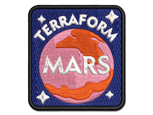 Terraform Mars Planet Space Earth Multi-Color Embroidered Iron-On or Hook & Loop Patch Applique