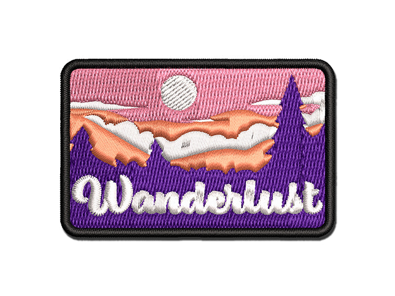 Wanderlust Hiking Mountains Forest Travel Multi-Color Embroidered Iron-On or Hook & Loop Patch Applique