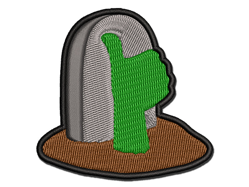 Zombie Thumbs Up Tombstone Grave Multi-Color Embroidered Iron-On or Hook & Loop Patch Applique