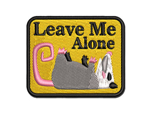 Leave Me Alone Opossum Playing Dead Multi-Color Embroidered Iron-On or Hook & Loop Patch Applique