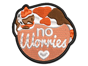 No Worries Sleeping Calico Cat Multi-Color Embroidered Iron-On or Hook & Loop Patch Applique