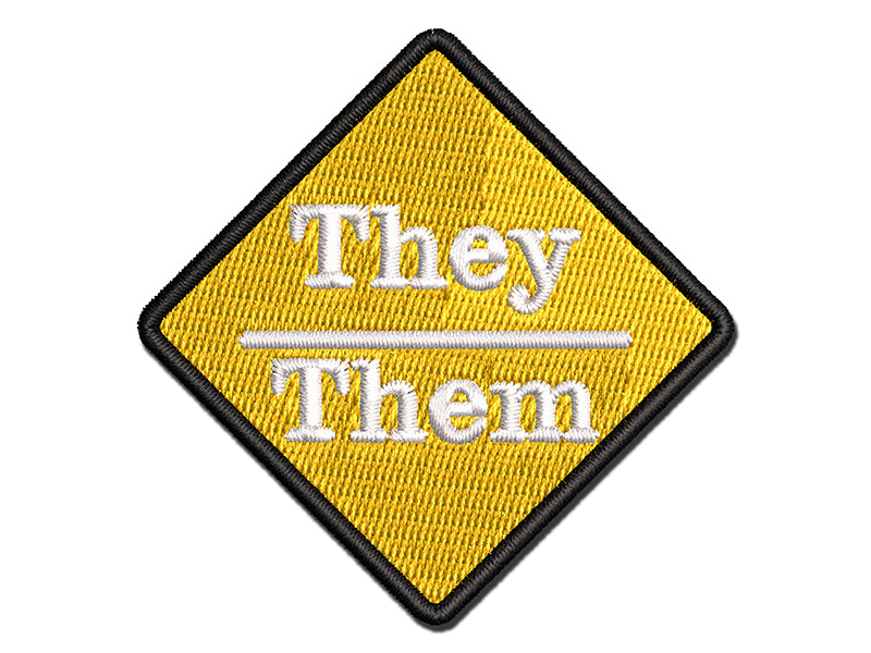 Pronouns They Them Multi-Color Embroidered Iron-On or Hook & Loop Patch Applique