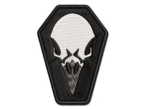 Raven Skull Coffin Goth Macabre Multi-Color Embroidered Iron-On or Hook & Loop Patch Applique