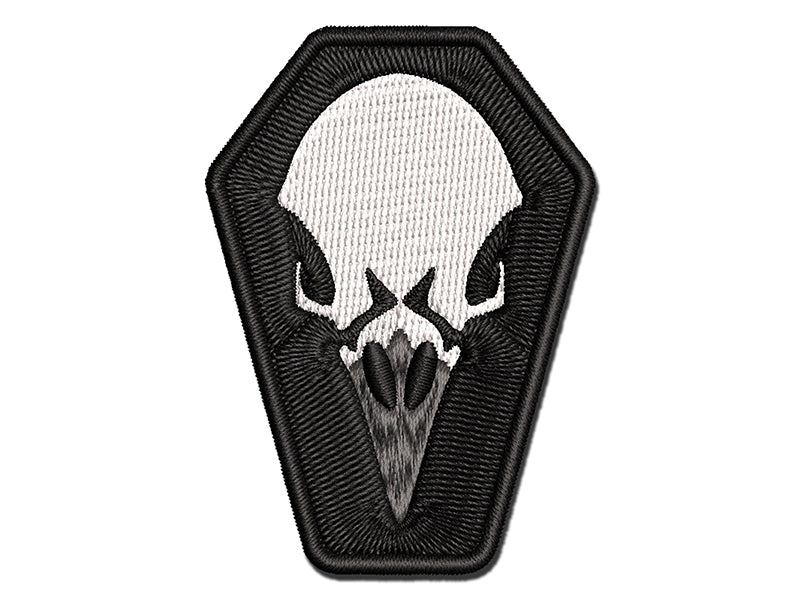 Raven Skull Coffin Goth Macabre Multi-Color Embroidered Iron-On or Hook & Loop Patch Applique