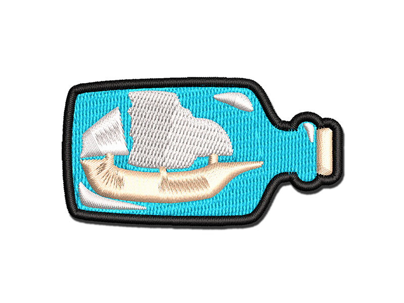 Ship in Bottle Nautical Boat Multi-Color Embroidered Iron-On or Hook & Loop Patch Applique