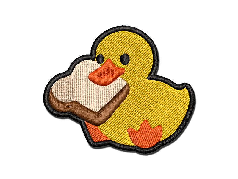 Adorable Duckling with Bread Slice Multi-Color Embroidered Iron-On or Hook & Loop Patch Applique