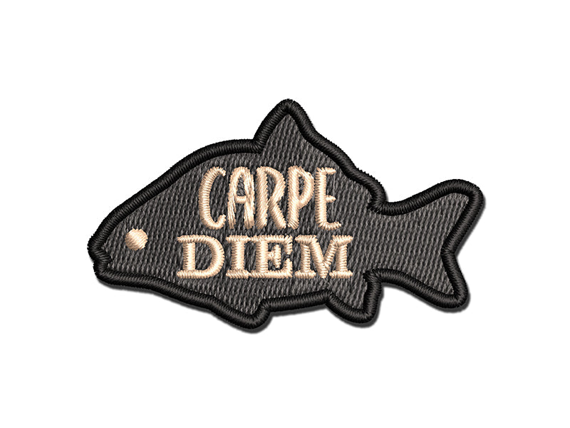 Carpe Diem Carp Fish Multi-Color Embroidered Iron-On or Hook & Loop Patch Applique