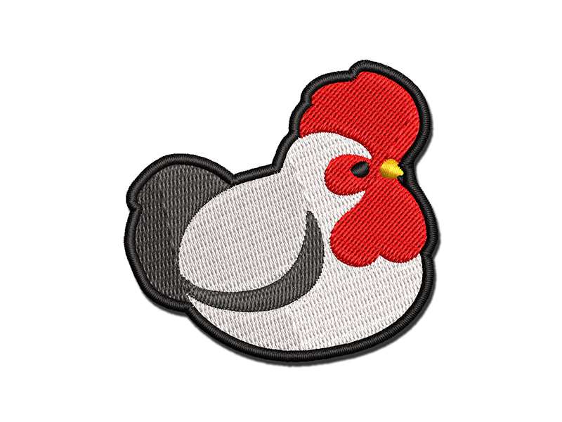 Chubby Rooster Chicken Multi-Color Embroidered Iron-On or Hook & Loop Patch Applique