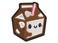 Cute Kawaii Chocolate Milk Carton Multi-Color Embroidered Iron-On or Hook & Loop Patch Applique