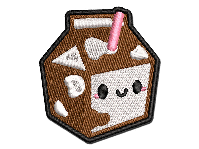 Cute Kawaii Chocolate Milk Carton Multi-Color Embroidered Iron-On or Hook & Loop Patch Applique