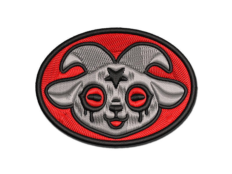 Cute Satanic Goat Goth Multi-Color Embroidered Iron-On or Hook & Loop Patch Applique