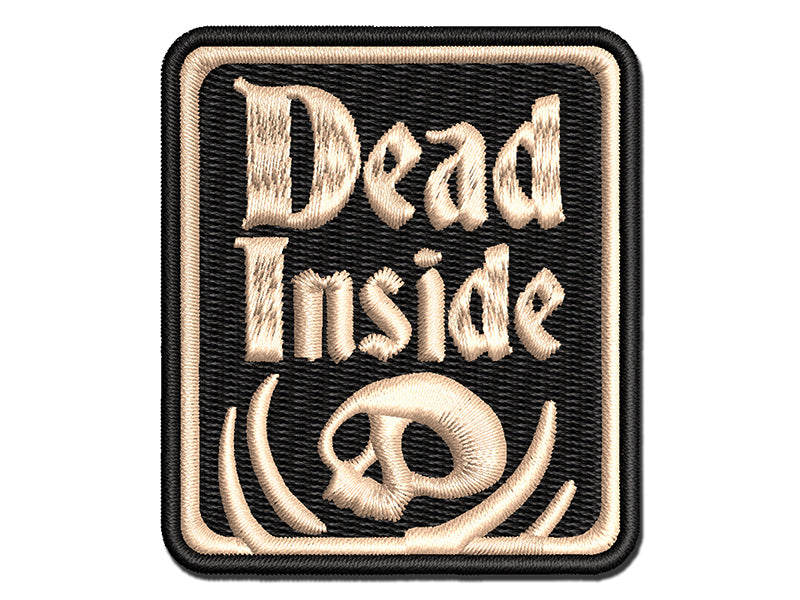 Dead Inside Goth Skeleton Macabre Multi-Color Embroidered Iron-On or Hook & Loop Patch Applique