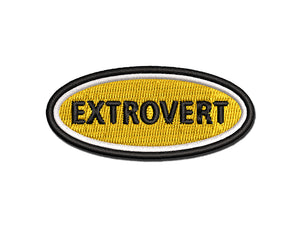 Extrovert Social Label Multi-Color Embroidered Iron-On or Hook & Loop Patch Applique