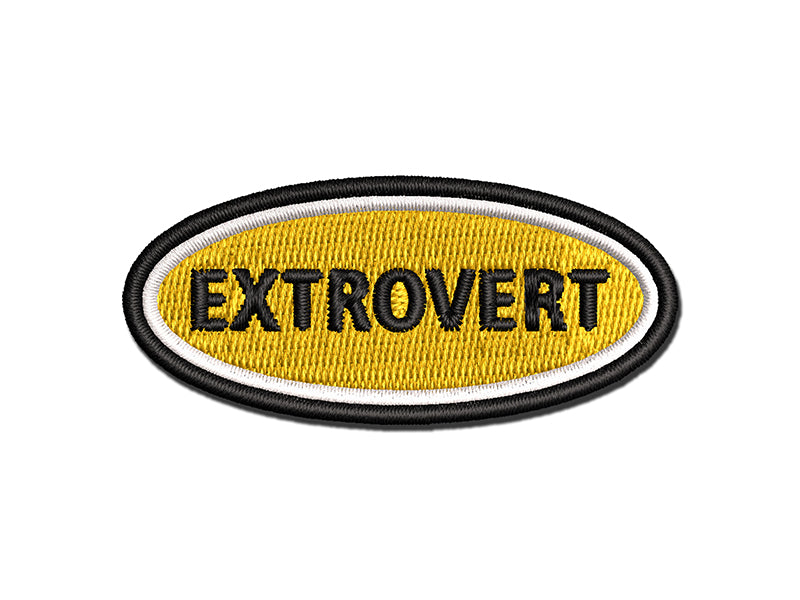 Extrovert Social Label Multi-Color Embroidered Iron-On or Hook & Loop Patch Applique