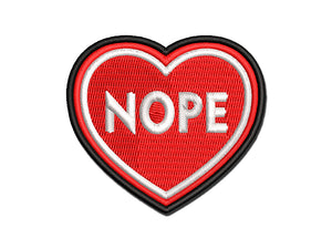 Nope Antisocial Heart Multi-Color Embroidered Iron-On or Hook & Loop Patch Applique