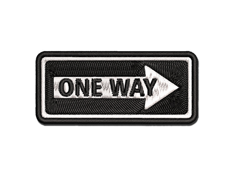 One Way Street Sign Multi-Color Embroidered Iron-On or Hook & Loop Patch Applique