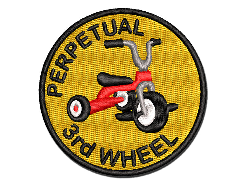 Perpetual Third Wheel Tricycle Friends Multi-Color Embroidered Iron-On or Hook & Loop Patch Applique