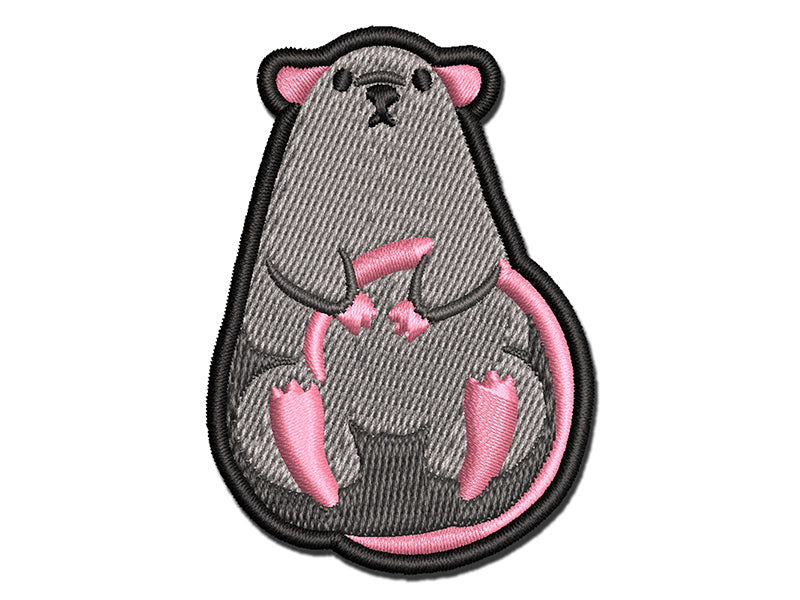 Pocket Rat Sitting Rodent Multi-Color Embroidered Iron-On or Hook & Loop Patch Applique