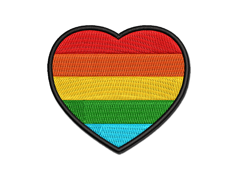 Rainbow Heart LGBTQ Love Multi-Color Embroidered Iron-On or Hook & Loop Patch Applique