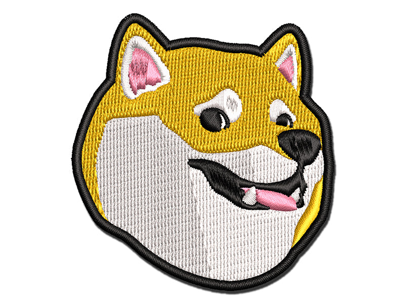 Side Eye Shiba Inu Smiling Dog Multi-Color Embroidered Iron-On or Hook & Loop Patch Applique