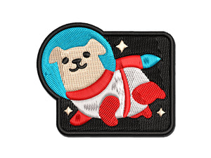 Space Dog Hovering Science Fiction Multi-Color Embroidered Iron-On or Hook & Loop Patch Applique